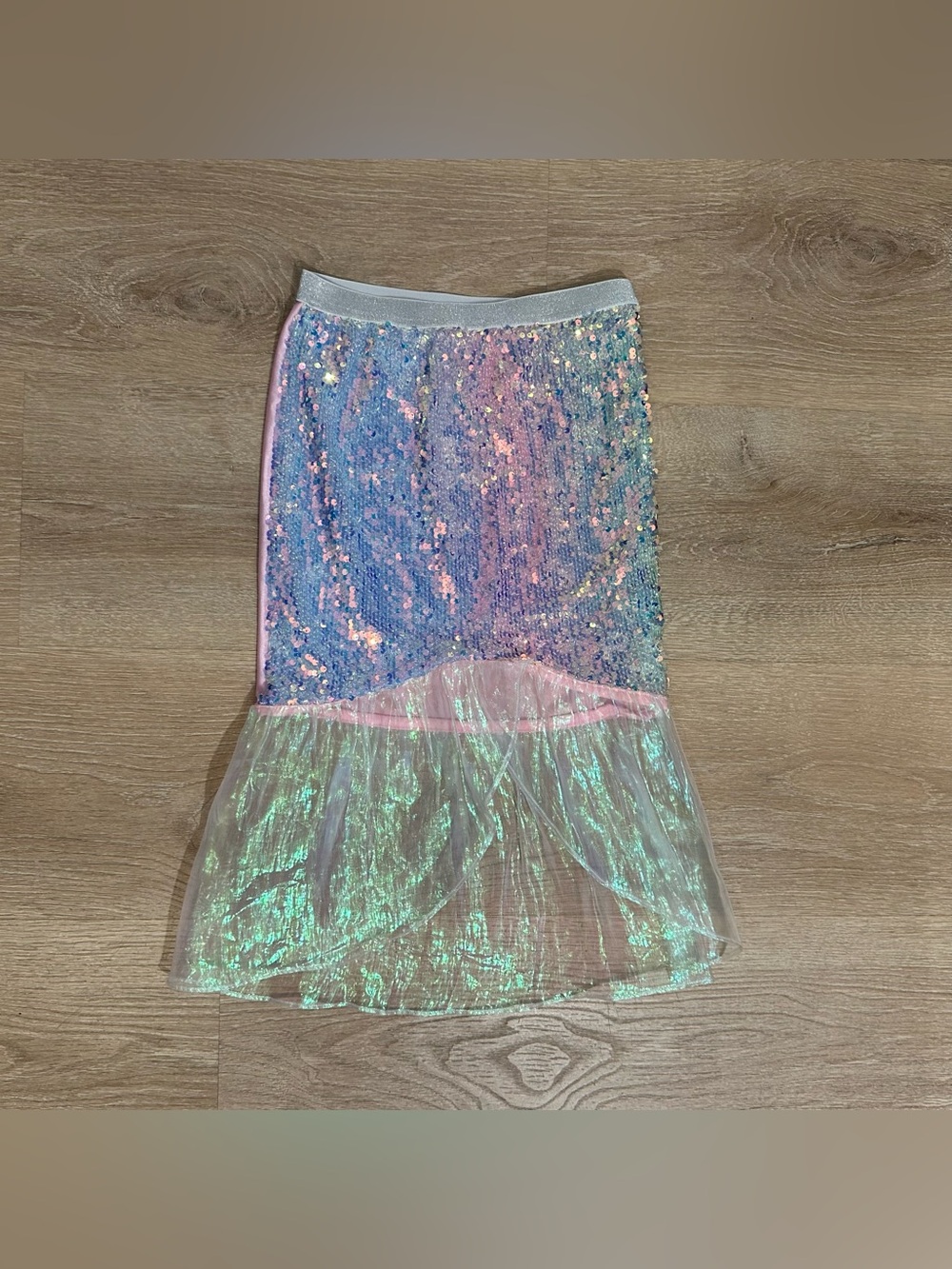 Iridescent Sequin Mermaid Skirt in Pink and Blue